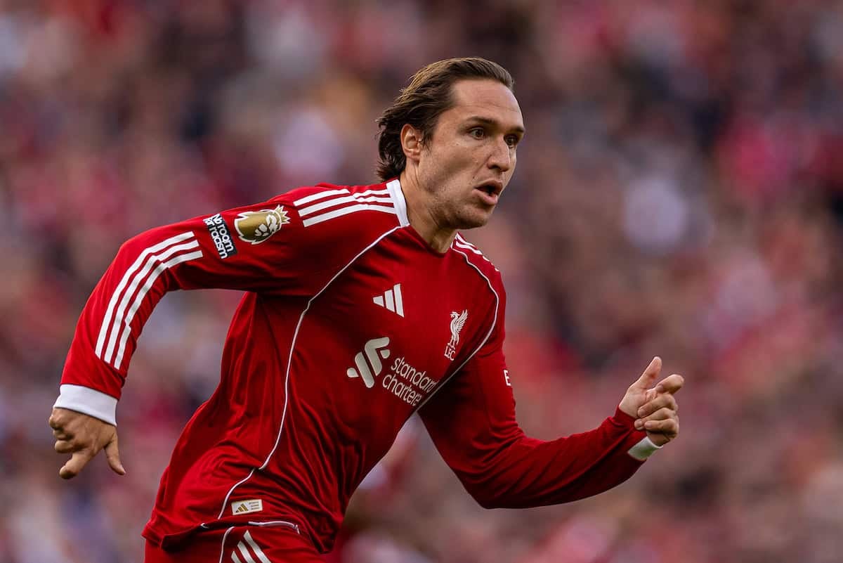 LIVERPOOL, ENGLAND - Sunday, August 31, 2025: Liverpool's Federico Chiesa during the FA Premier League match between Liverpool FC and Arsenal FC at Anfield. Liverpool won 1-0. (Photo by David Rawcliffe/Propaganda)