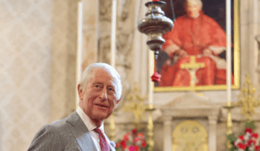 Britain's King Charles III tours the Oratory of St. Philip Neri on Sept. 3, 2025. He viewed the belongings and rooms of St. John Henry Newman, who is seen in the Sir John Everett Millais 1881 portrait in the background.