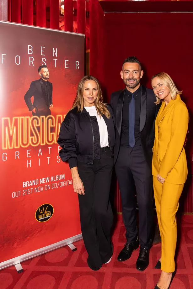 Mel C and Kimberley Walsh with West End star Ben Forster at his showcase for his Musicals Greatest Hits album