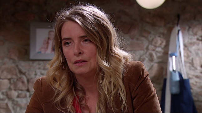 Charity looking miserable in Emmerdale