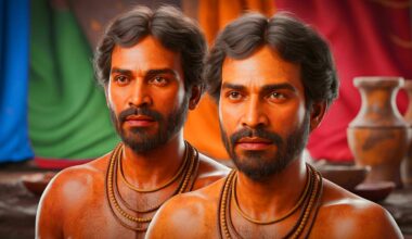 Illustration of digitally reconstructed faces of two ancient men from the Keeladi civilization in Southern India.