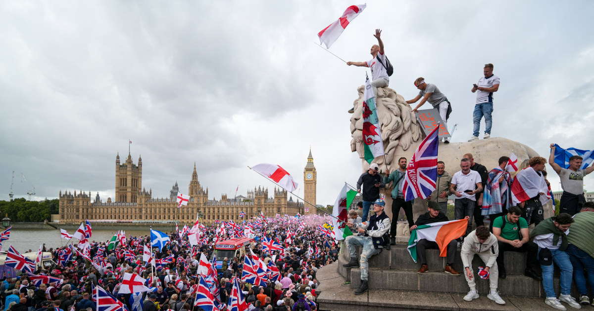Tens of thousands join far-right rally in London where Charlie Kirk was mourned