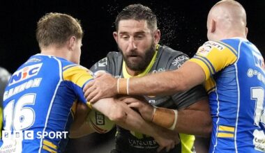 Julian Bousquet carries the ball for Catalans Dragons