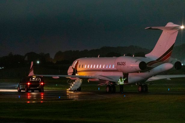 Andrew Cavenagh flys in to Glasgow Airport on a private jet from Philadelphia
