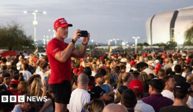 Charlie Kirk latest: Thousands enter stadium for Charlie Kirk memorial where Trump will lead tributes