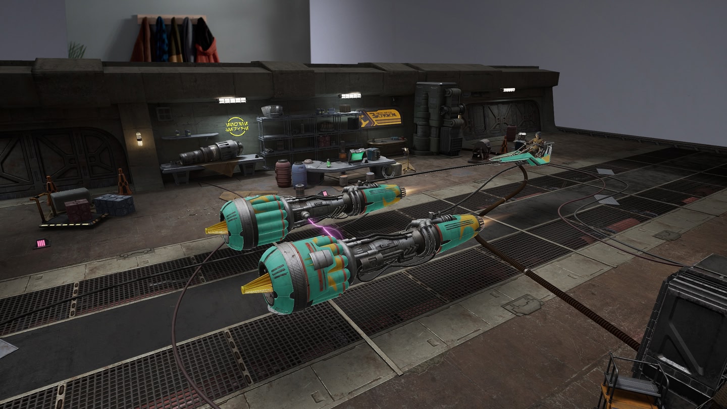 A gameplay screenshot from Star Wars: Beyond Victory, showing a close-up of a pod sitting on a track