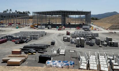 View of the electrical interconnection works between Spain and France in Gatika.