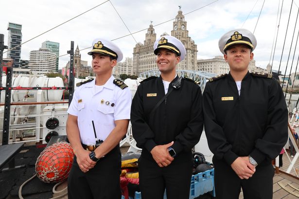 LtoR...Midshipman Francesco Tragodara, Jeremiah Sutcliffe, Lieutenant Junior Grade and Midshipman Jorge Mimbela.