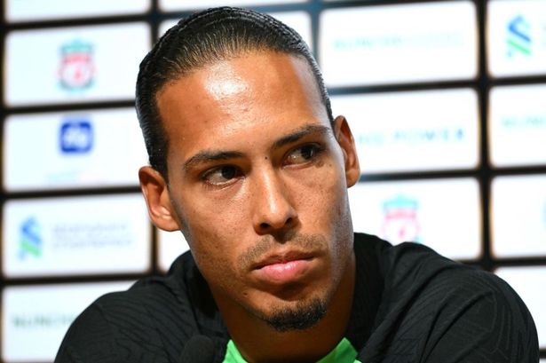 Liverpool's Dutch defender Virgil van Dijk listens to a question during a press conference at the Singapore Festival of Football in Singapore