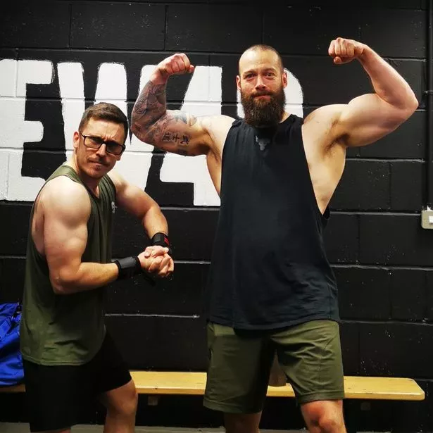 Jay Harris with fellow Crew 42 worker Jamie Morris