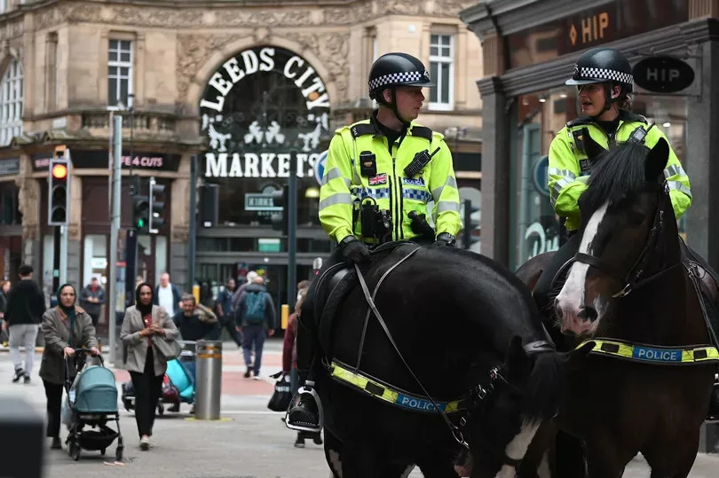 Mounted police in Leeds city centre