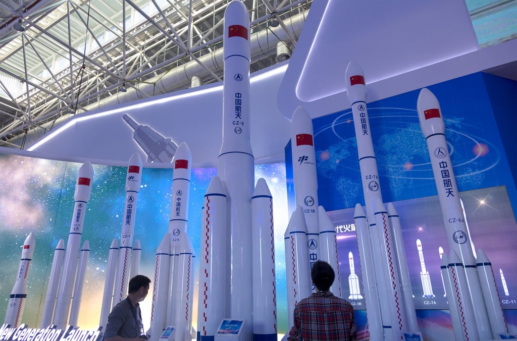 Mock-ups of the New Generation Launch Vehicles of the Long March family of rockets on display during the 12th China International Aviation and Aerospace Exhibition in Macau. Photo: Shutterstock