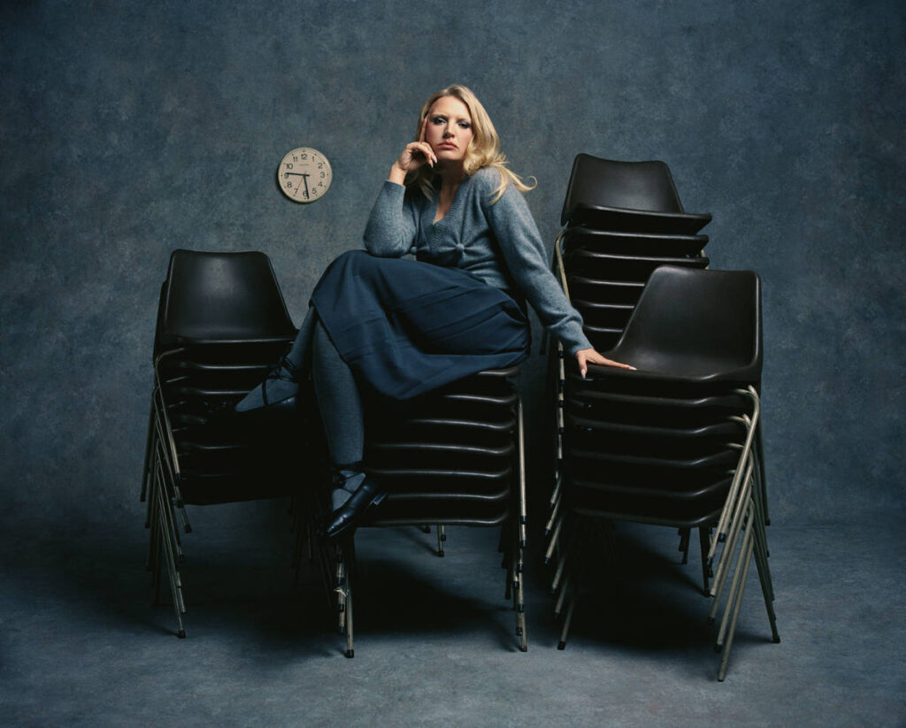 Self Esteem being photographed in press shot ahead of curating the London Literature Festival