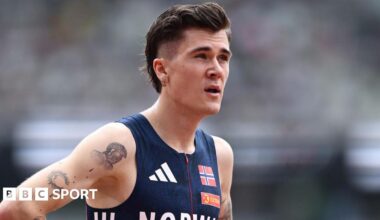 Jakob Ingebrigtsen reacts after missing out on a place in the world 1500m semi-finals in Tokyo