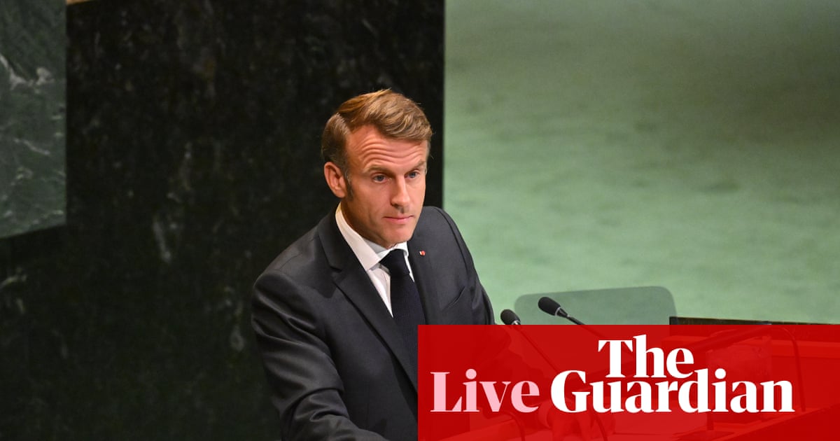 France recognises state of Palestine, Macron tells UN; Abbas says Hamas must ‘surrender their weapons’ – Middle East crisis live | Palestinian territories
