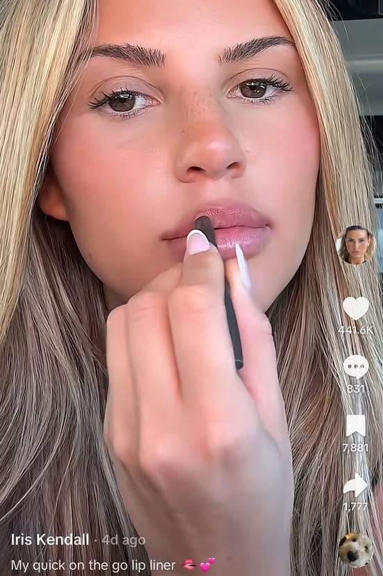 demonstration of a lip liner application