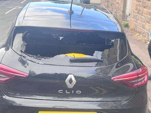 The thug smashed Claire's car during the terrifying axe chase