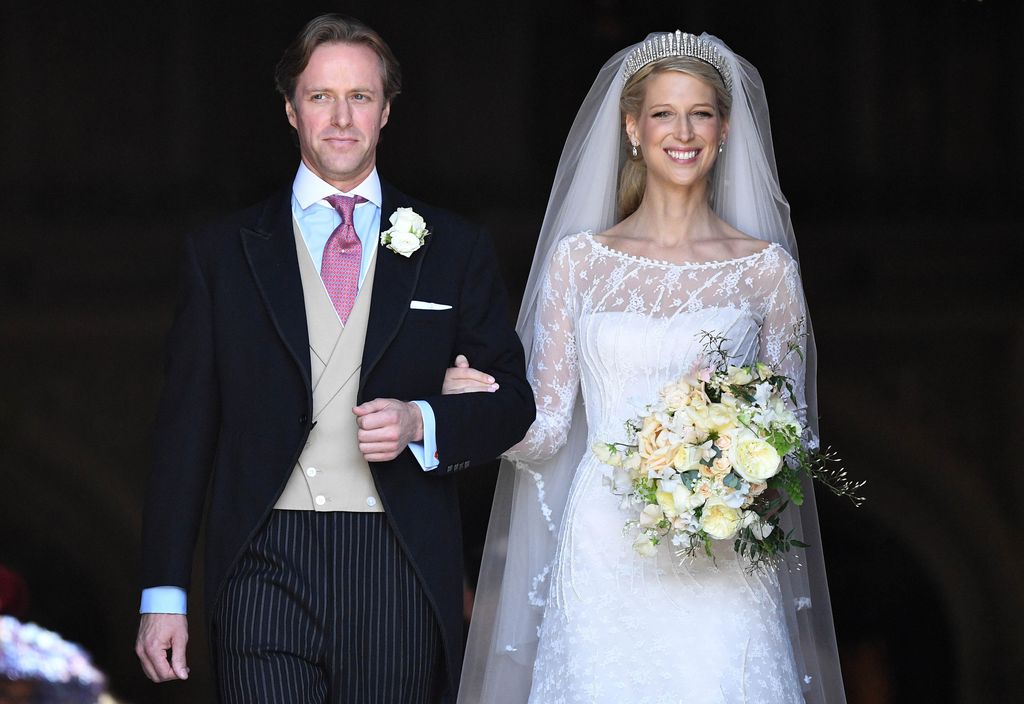 WINDSOR, ENGLAND - MAY 18: Lady Gabriella Windsor and Thomas Kingston leave after marrying in St George's Chapel on May 18, 2019 in Windsor, England. (Photo by Andrew Parsons - WPA Pool/Getty Images