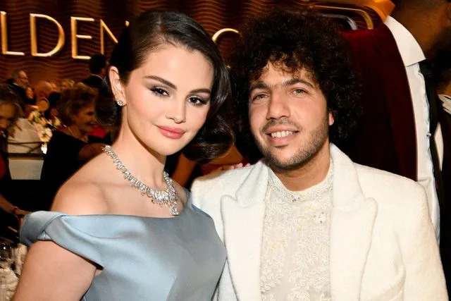Michael Buckner/GG2025/Penske Media via Getty Selena Gomez and Benny Blanco in January 2025