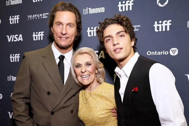 Rodin Eckenroth/Getty Matthew McConaughey with his mother Mary and son Levi