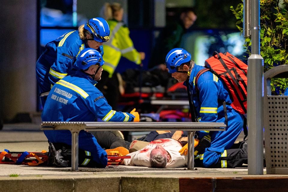 Emergency services took part in a training exercise which simulated a terror attack on the SSE Arena on Tuesday night. Pic: Kevin Scott