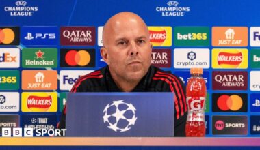 Liverpool manager Arne Slot addresses the media at a news conference before their Champions League fixture with Atletico Madrid.