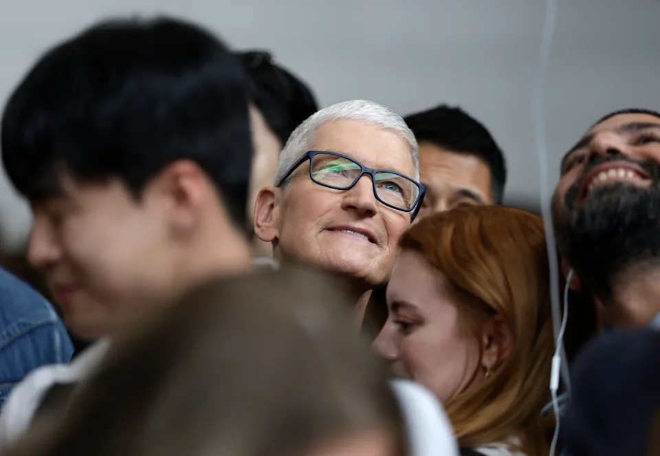 CUPERTINO, CALIFORNIA - SEPTEMBER 09: Apple CEO Tim Cook walks through the crowd during an Apple special event at Apple headquarters on September 9, 2025 in Cupertino, California. Apple unveiled a new generation of iPhones, updated Apple Watches, and AirPods during a special event at its headquarters. (Photo by Justin Sullivan/Getty Images)
