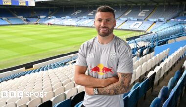 Stuart Dallas poses at Elland Road after being named a Leeds club ambassador