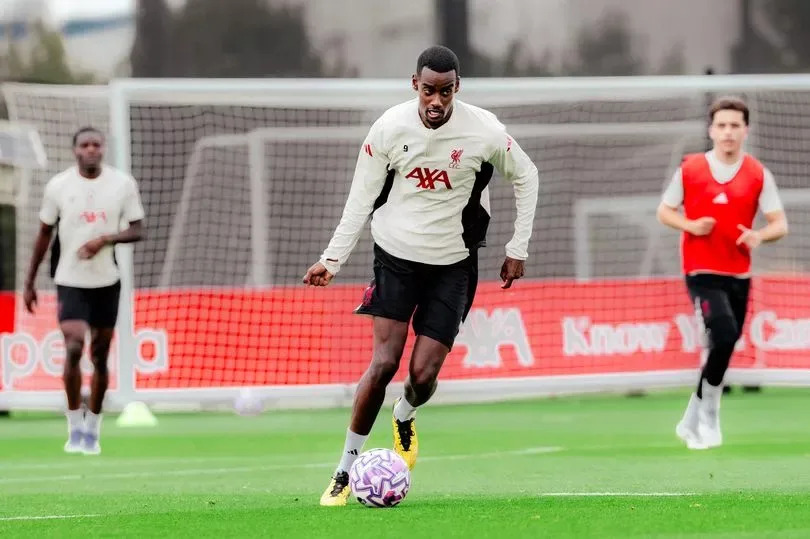 Alexander Isak during a Liverpool training session.