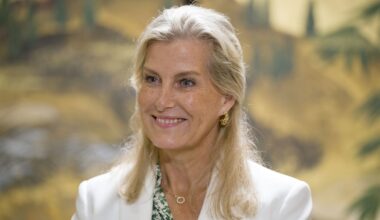 Duchess Sophie goes barefoot in tapered £600 dress