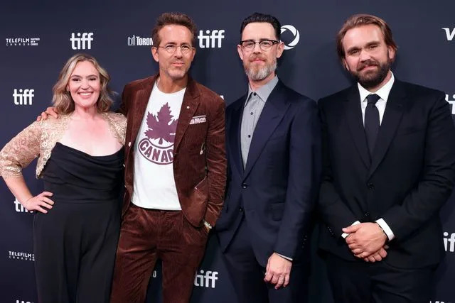 Robin Marchant/WireImage From Left: Jennifer Candy, Ryan Reynolds, Colin Hanks and Christopher Candy on Sept. 4, 2025