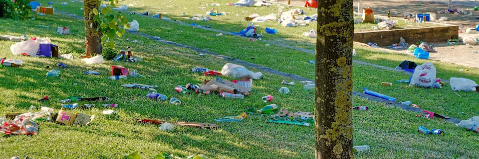 Rubbish left in public park following football win celebrations