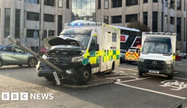 Rush hour ambulance crash closes major Edinburgh city centre road