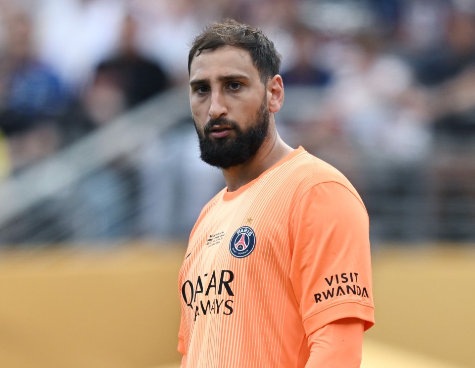 EAST RUTHERFORD, NEW JERSEY - JULY 13:  Gianluigi Donnarumma of Paris Saint-Germain looks on during the FIFA Club World Cup 2025 final match between Chelsea FC and Paris Saint-Germain at MetLife Stadium on July 13, 2025 in East Rutherford, New Jersey. (Photo by Image Photo Agency/Getty Images)