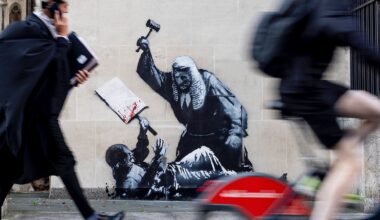 Banksy mural shows judge beating protester amid Palestine Action crackdown | Arts and Culture News
