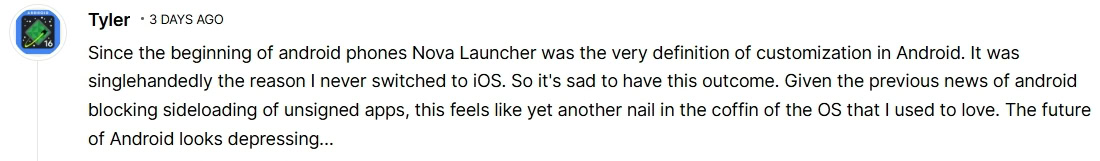 Android Authority reader comments on the death of Nova Launcher (2)