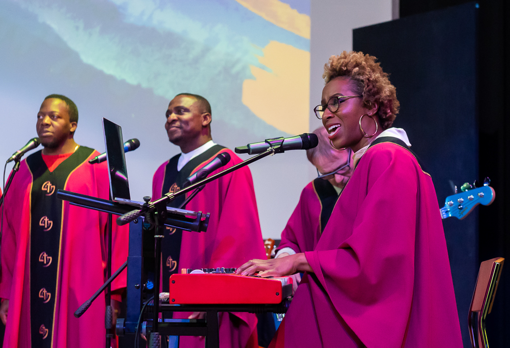 Anu Omideyi Director of the National Gospel Music Centre with Love & Joy Choir credit Brian Roberts