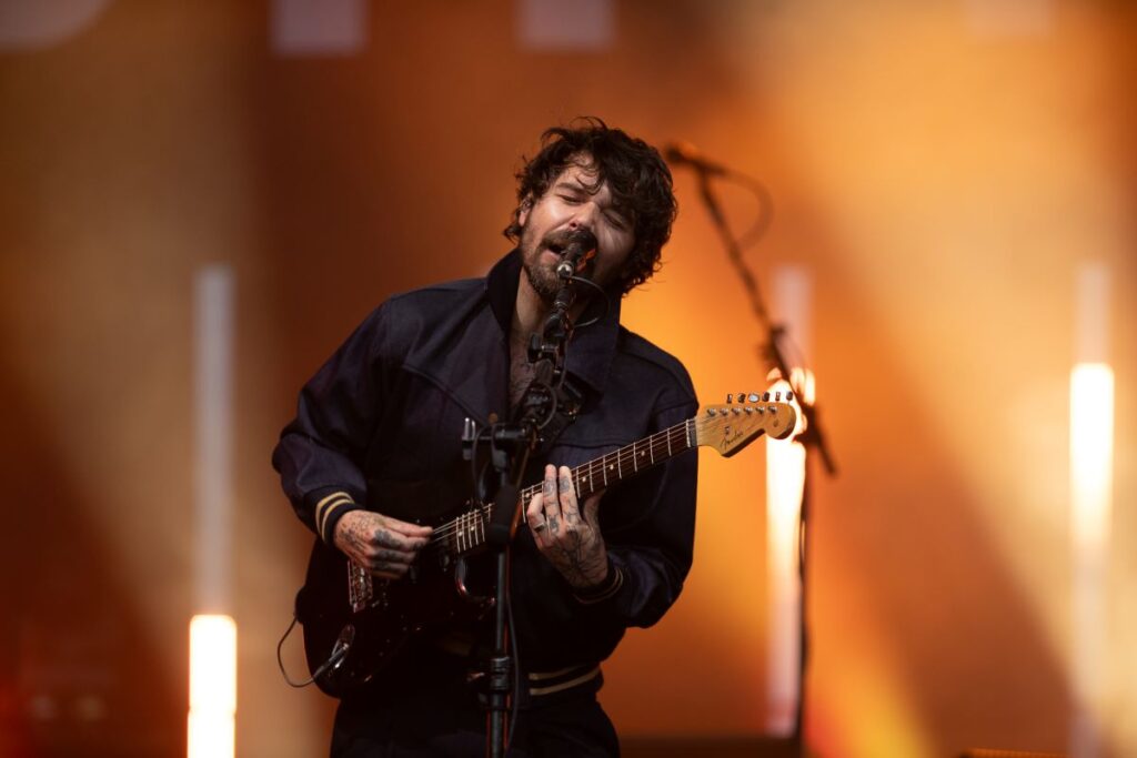 Simon Neil of Biffy Clyro performing on the Pyramid Stage at Glastonbury Festival 2025