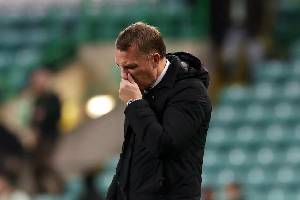 Celtic manager Brendan Rodgers looks dejected