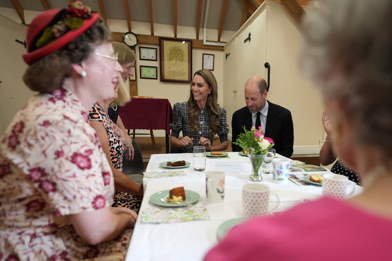 Britain's Prince William, and Kate, the Princess of Wales visit the National Federation of Women's Institute to commemorate the three-year anniversary of the death of Queen Elizabeth II in Sunningdale, Britain, September 8, 2025. Alastair Grant/Pool via REUTERS