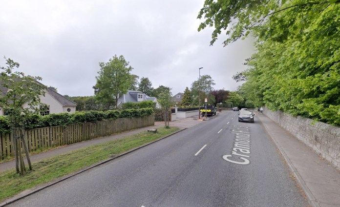 Cramond Road South, where the accident took place. (C) Google