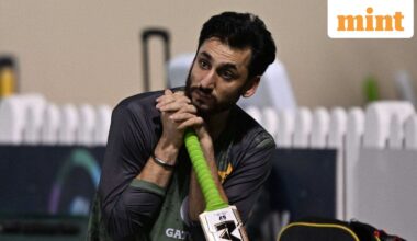 Pakistan's captain Salman Agha attends a practice session at the International Cricket Council (ICC) Academy in Dubai on September 27, 2025, ahead of their Asia Cup 2025 Twenty20 international final cricket match against the India. (Photo by Sajjad HUSSAIN / AFP)
