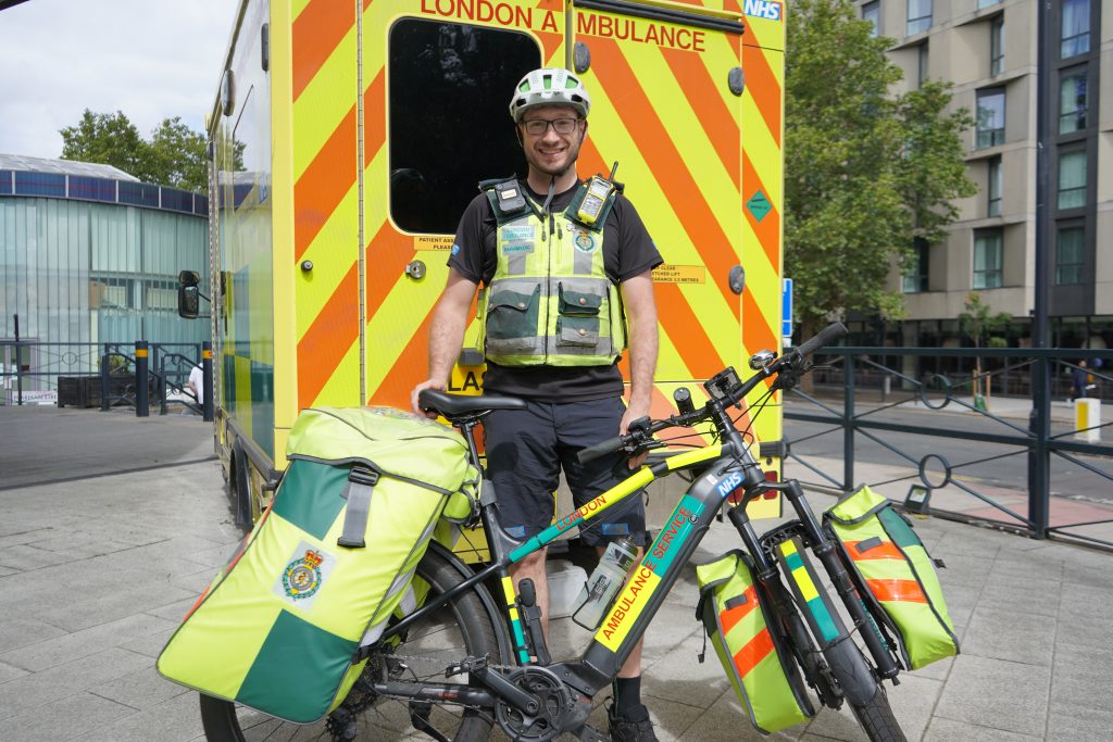 London Ambulance Service cycle paramedic Allan Woodhouse. Image credit: LAS.