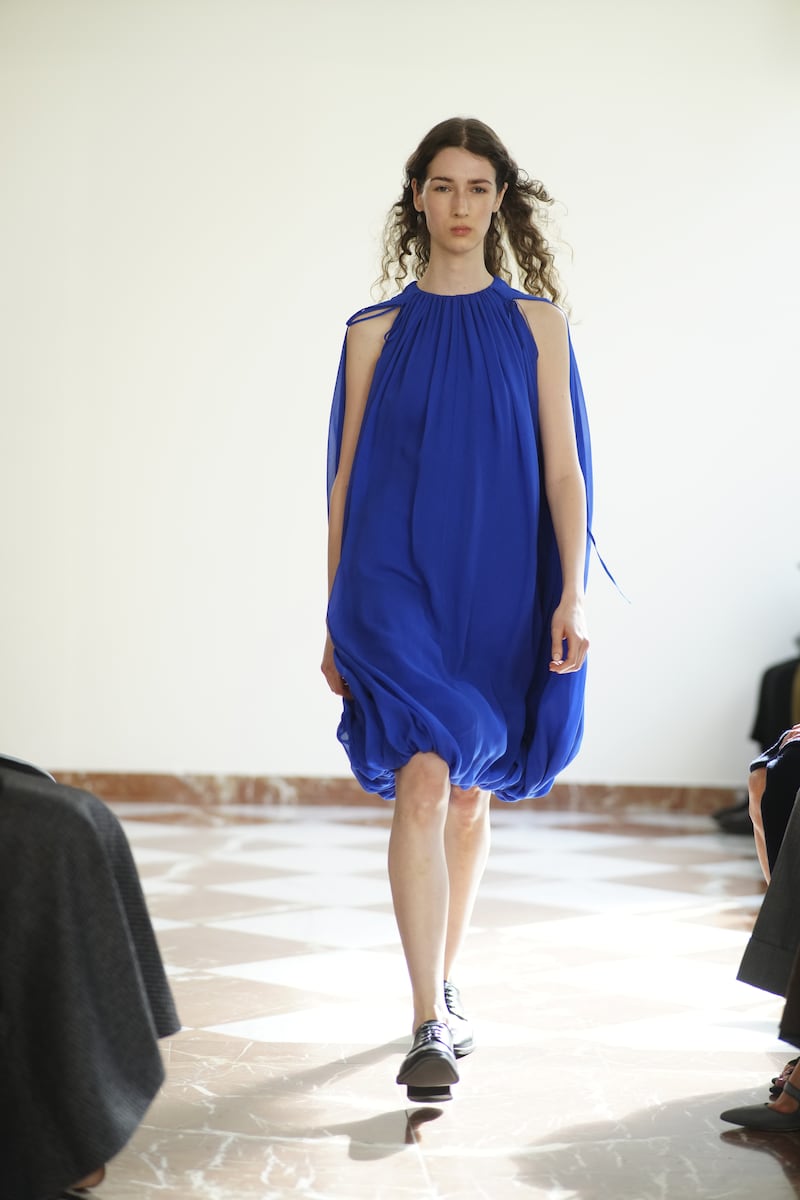 Models on the catwalk at the Emilia Wickstead show at the Emilia Wickstead in Sloane Street, London, during London Fashion Week. Picture date: Sunday September 21, 2025.