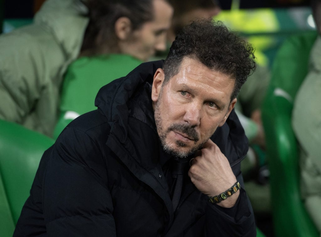 Diego Simeone in the dugout with Atletico Madrid