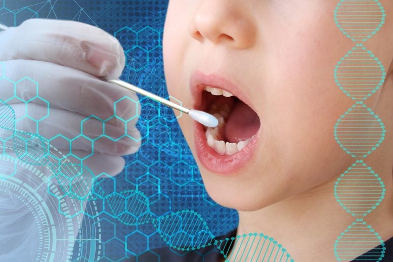 Doctor Takes Child Saliva Swab DNA Testing
