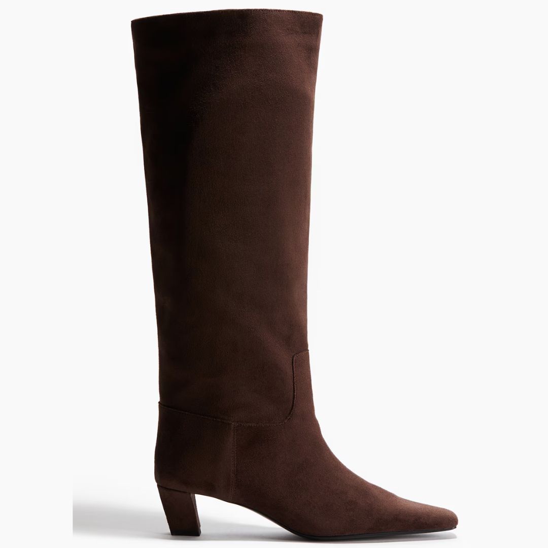 H&amp;M Brown Chiselled Heel Knee High Boots