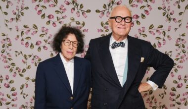 Fran Lebowitz and Manolo Blahnik at the opening of Marie Antoinette Style at the V&A.