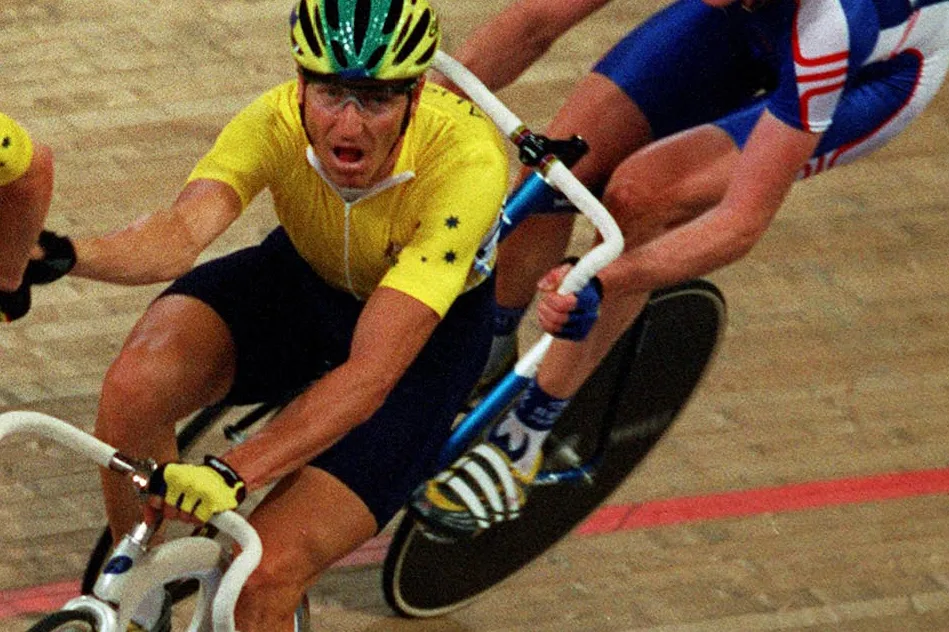 21 Sep 2000: Aitken and McGrory of Australia win Gold in the Mens Madison Final at the Cycling Velodrome during the Sydney 2000 Olympic Games in Sydney, Australia. Mandatory Credit: Shaun Botterill/ALLSPORT