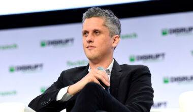Box CEO Aaron Levie on stage at TechCrunch Disrupt in San Francisco in 2019.